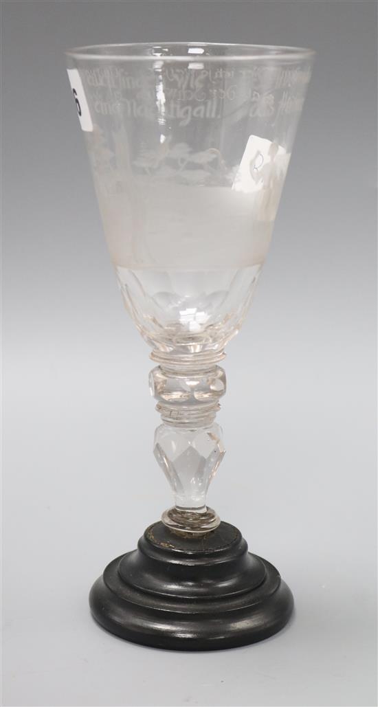 An Austrian engraved glass, with stand height 21.5cm